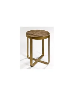 Mesa auxiliar dorada y olmo | Crisal Decoración