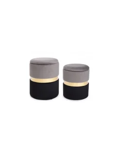 Set 2 Puff Polina Gris-Negro