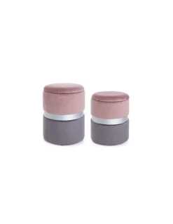 Set 2 Puff Polina Rosa-Gris