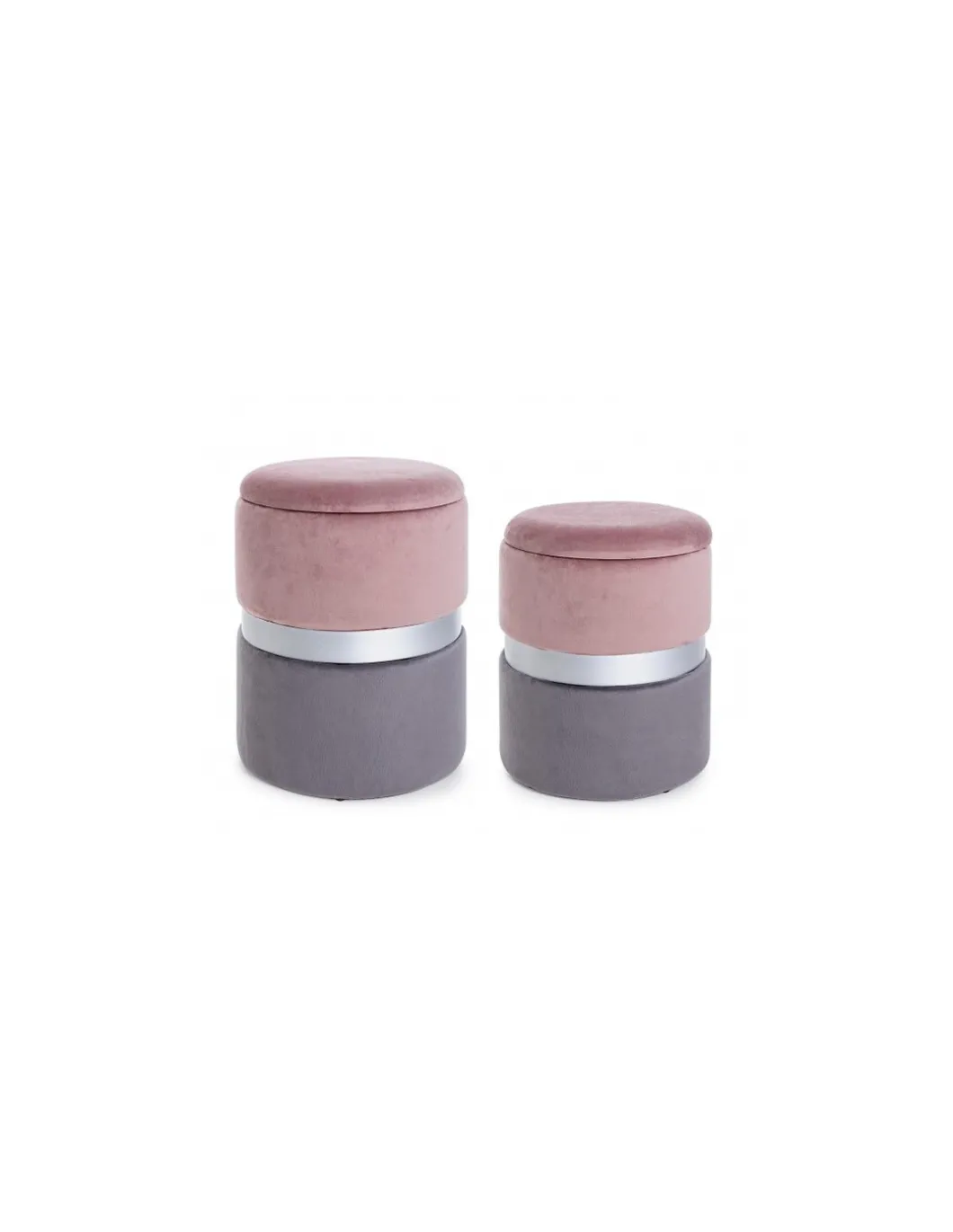 Set 2 Puff Polina Rosa-Gris