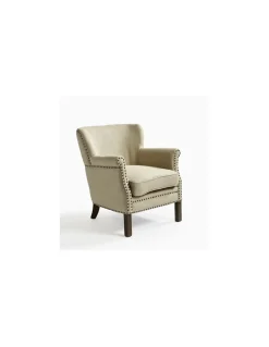 Sillón lino con tachuelas | Crisal Decoración
