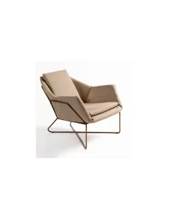 Sillón lino y metal dorado | Crisal Decoración