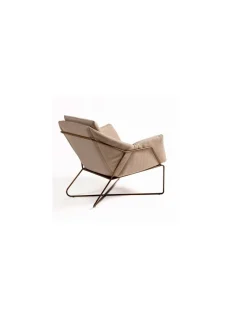 Sillón lino y metal dorado | Crisal Decoración